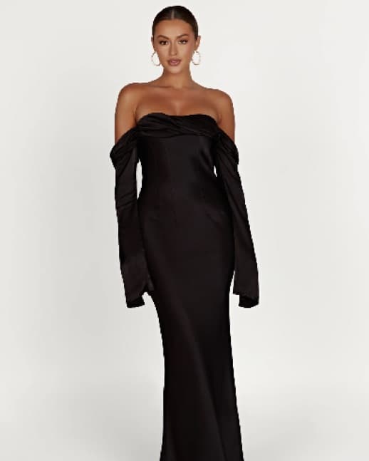Black-Off Shoulder Cowl Neck Maxi Dress  - Image 1