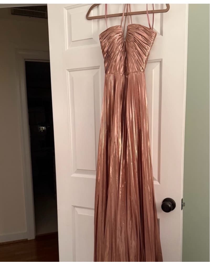 Rose Gold Pleated Gown - Image 3