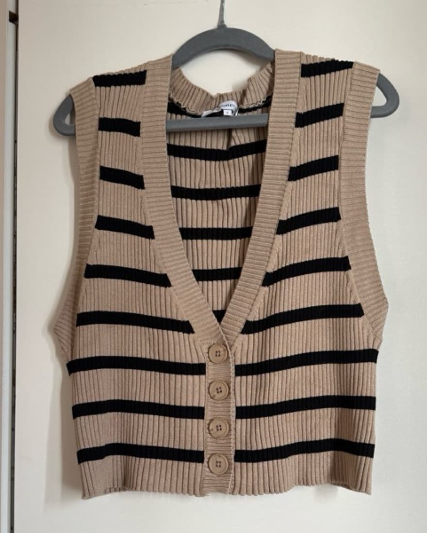 WeWoreWhat Striped Button-Up Crop Vest - Image 4