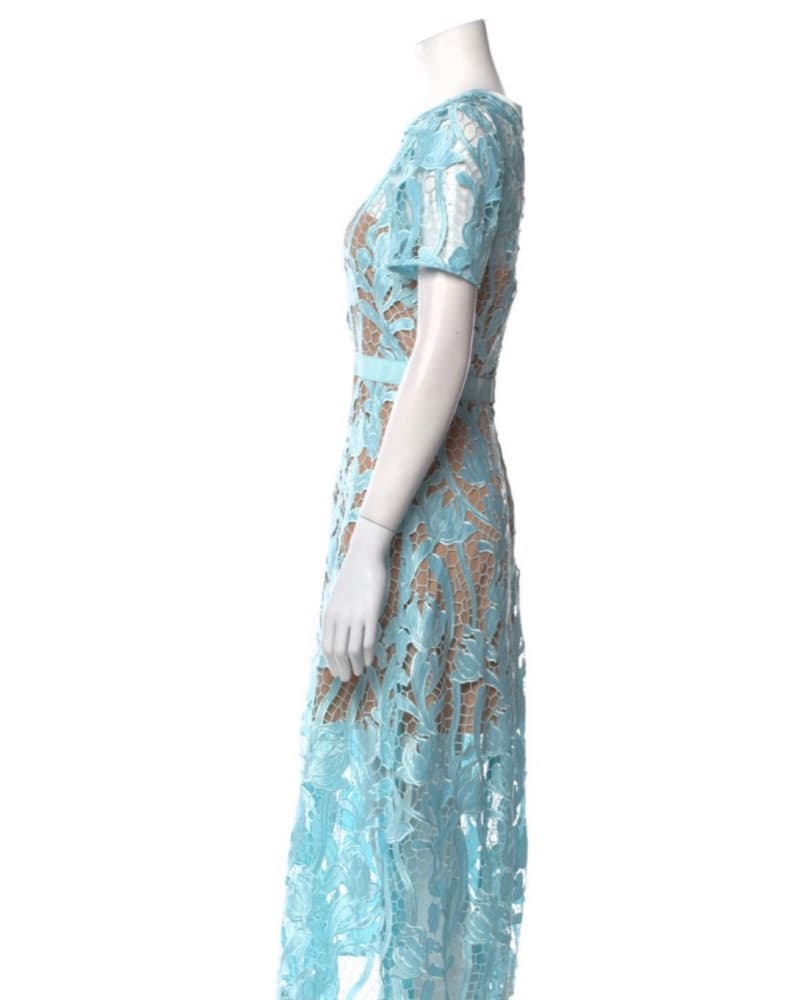 Sky Blue Lace Midi Dress - Image 2
