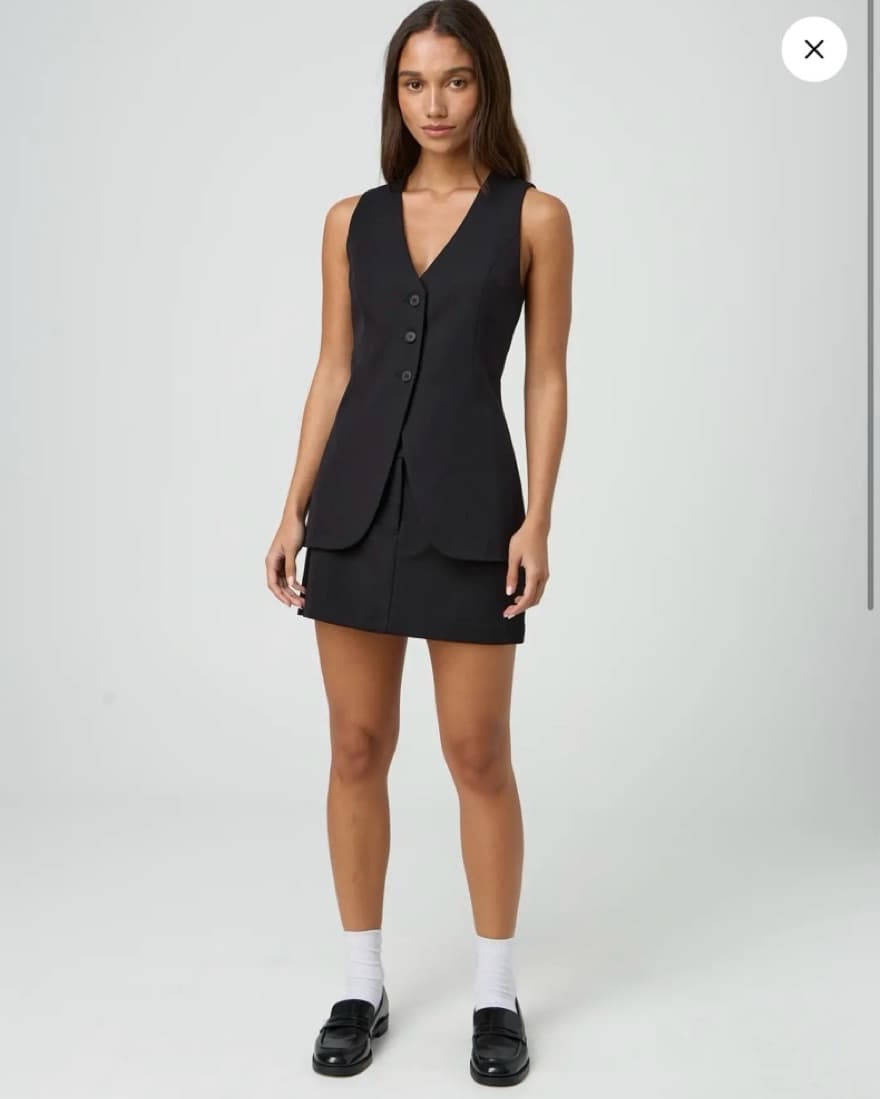 Black Mini Tailored Skirt - Image 2