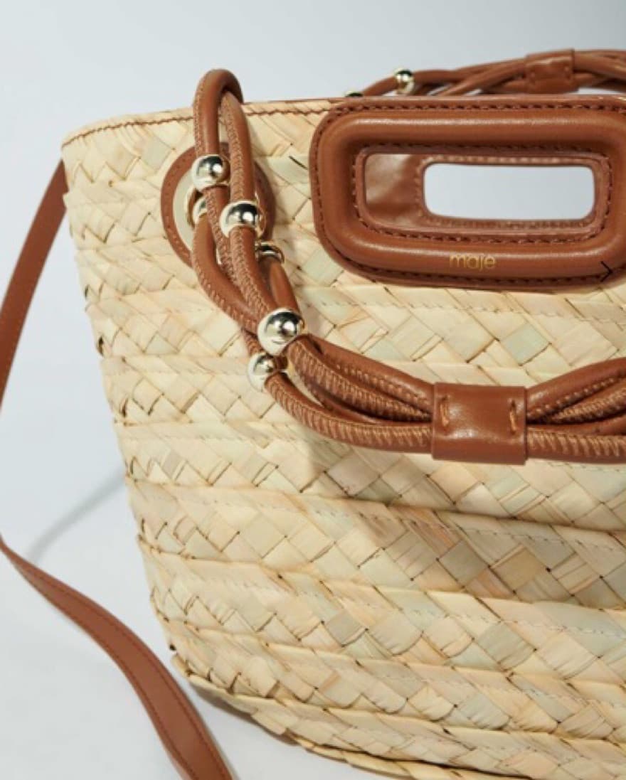 Maje Woven Straw Basket Bag  - Image 3