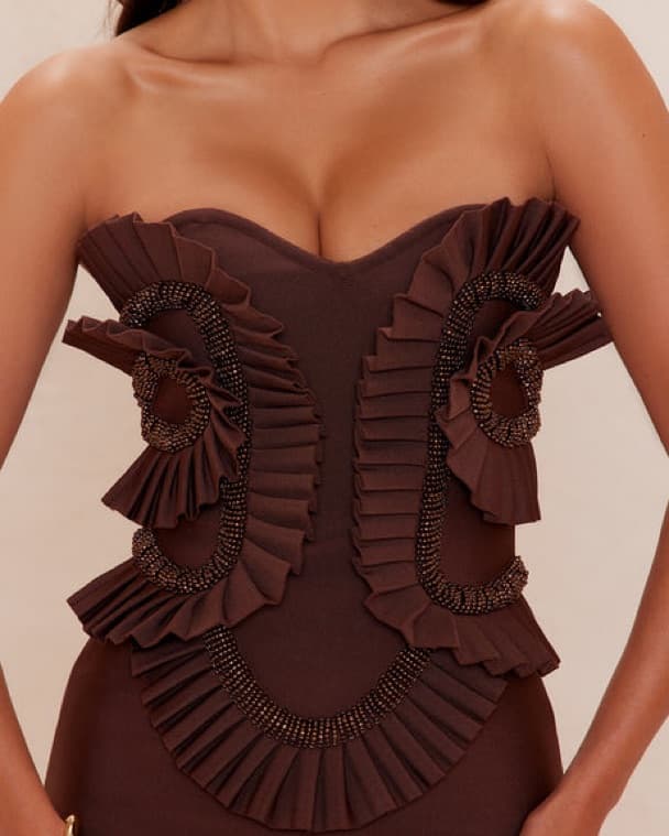 Chocolate Brown Evening Gown - Image 4