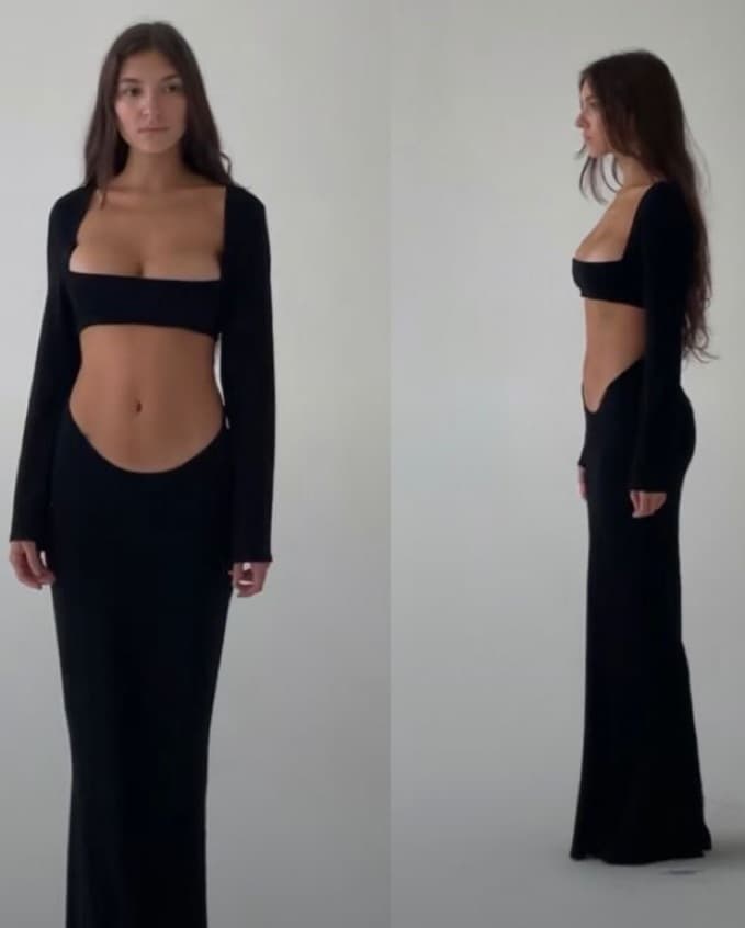 Black Cutout Maxi Dress - Image 3