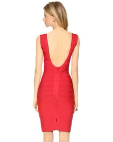 Elegant Red Bodycon Dress - Image 4