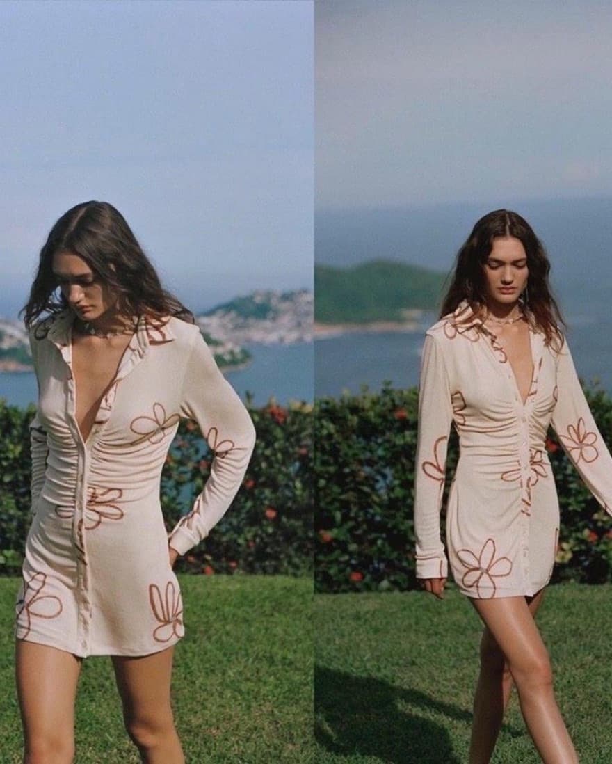 With Jean Long Sleeve Flower Dress - Image 3