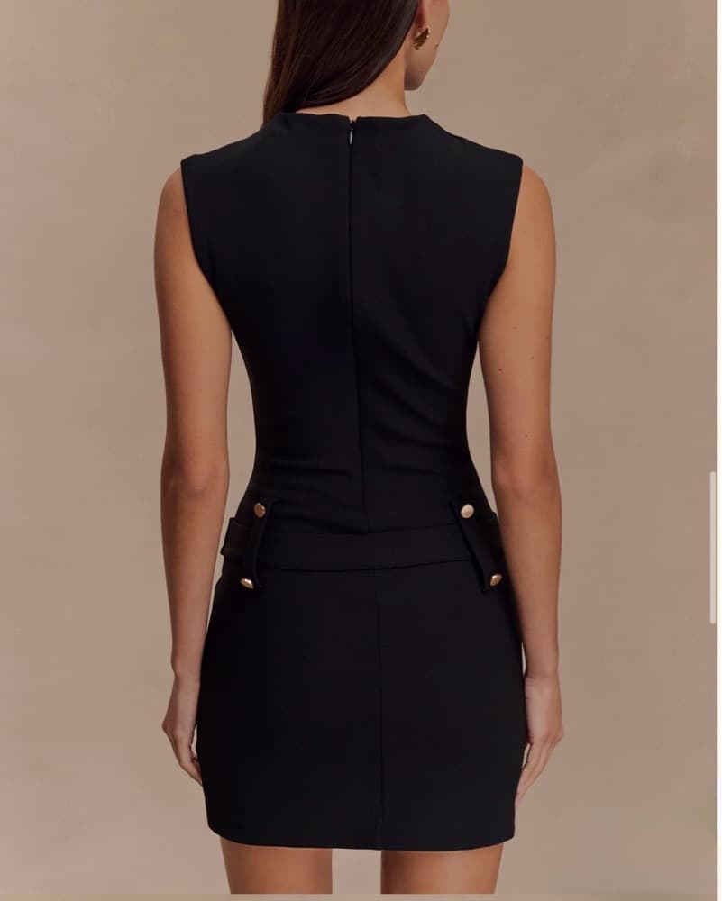 Meshki Stretch Crepe Mini Black Dress - Image 4
