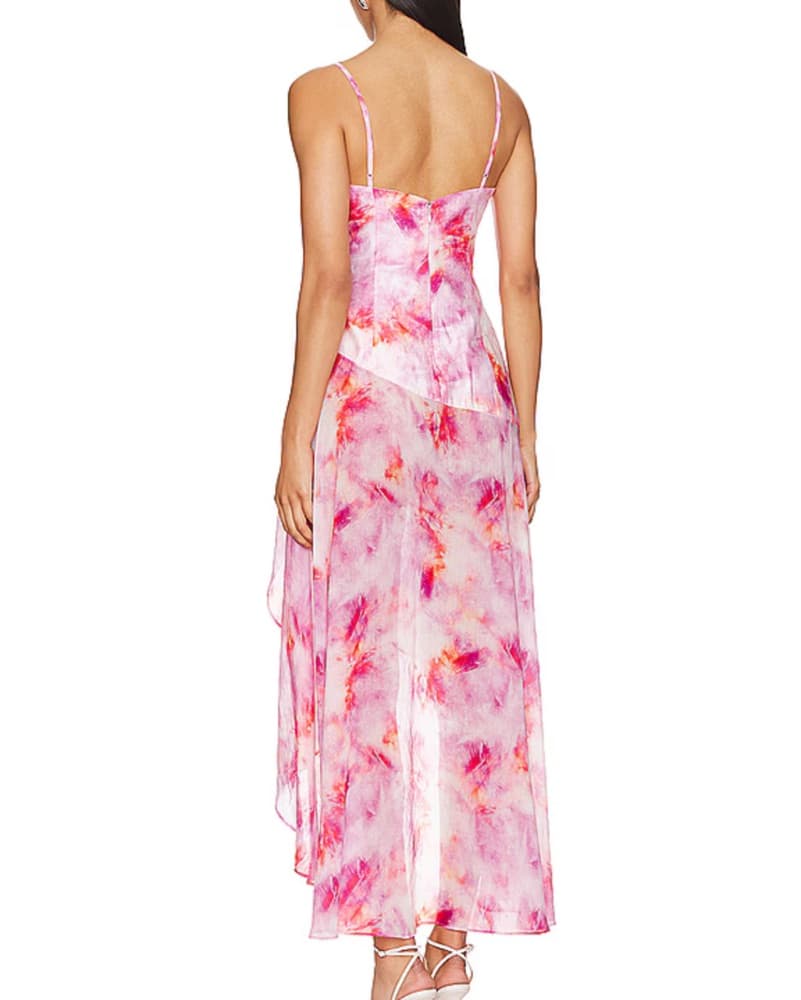Revolve Midi Dress Pink Tie Dye - Image 3