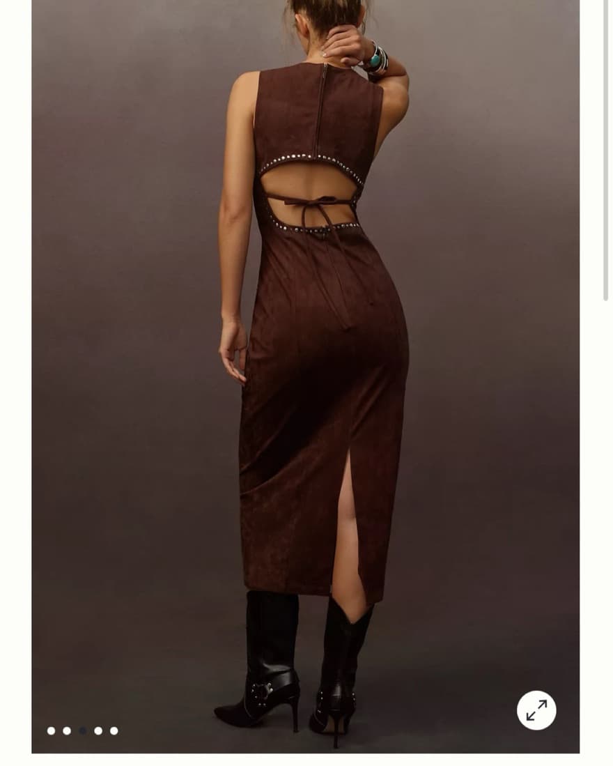 Anthropologie Brown Suede Dress - Image 2