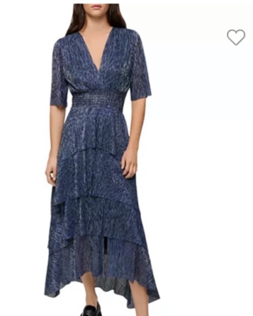 Maje Ruffini Metallic Blue Tiered Dress - Image 2