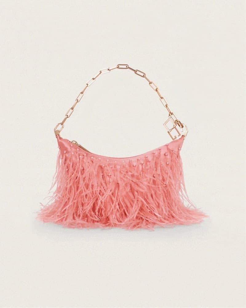 $528 Cult Gaia Pink Feather Shoulder Bag - Image 1