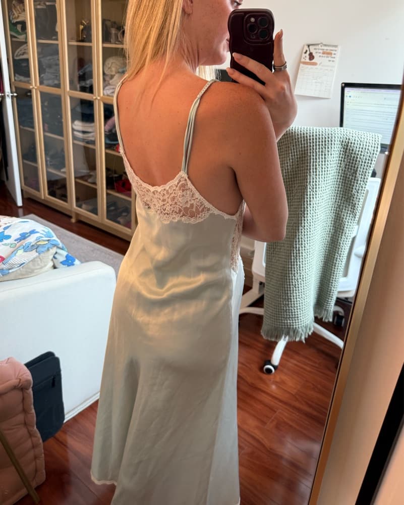 Vintage Dior Satin Lace Nightgown Blue - Image 6