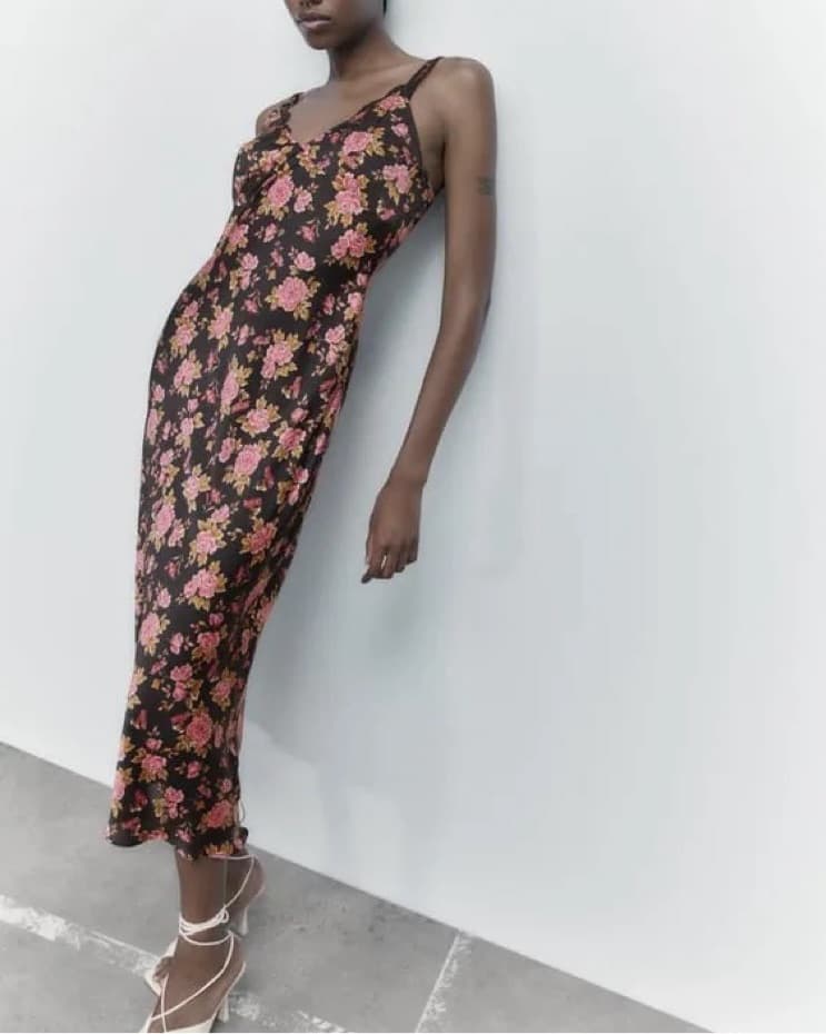 Zara Floral Lingerie Style Maxi Dress - Image 2