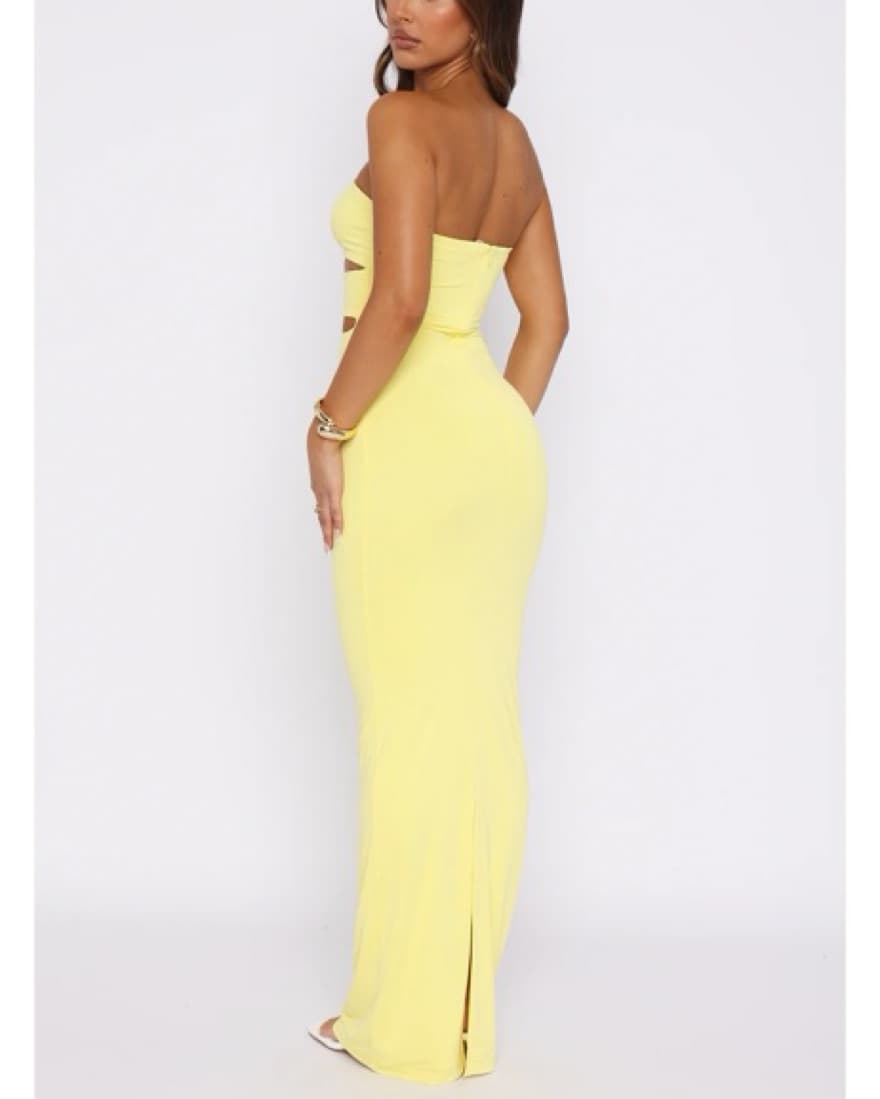 Formal yellow dress with cutouts - Image 3