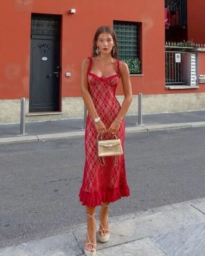 Red Lacy Dress - Image 1