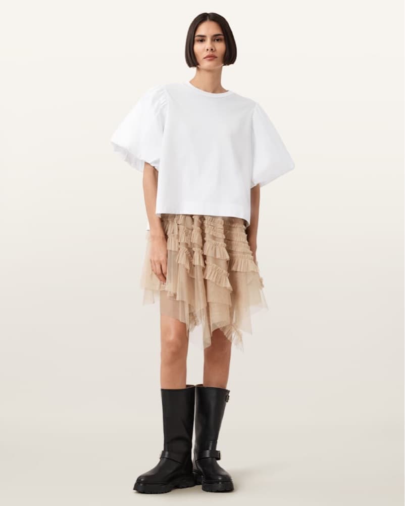AllSaints Asymmetrical Tulle Skirt - Image 1