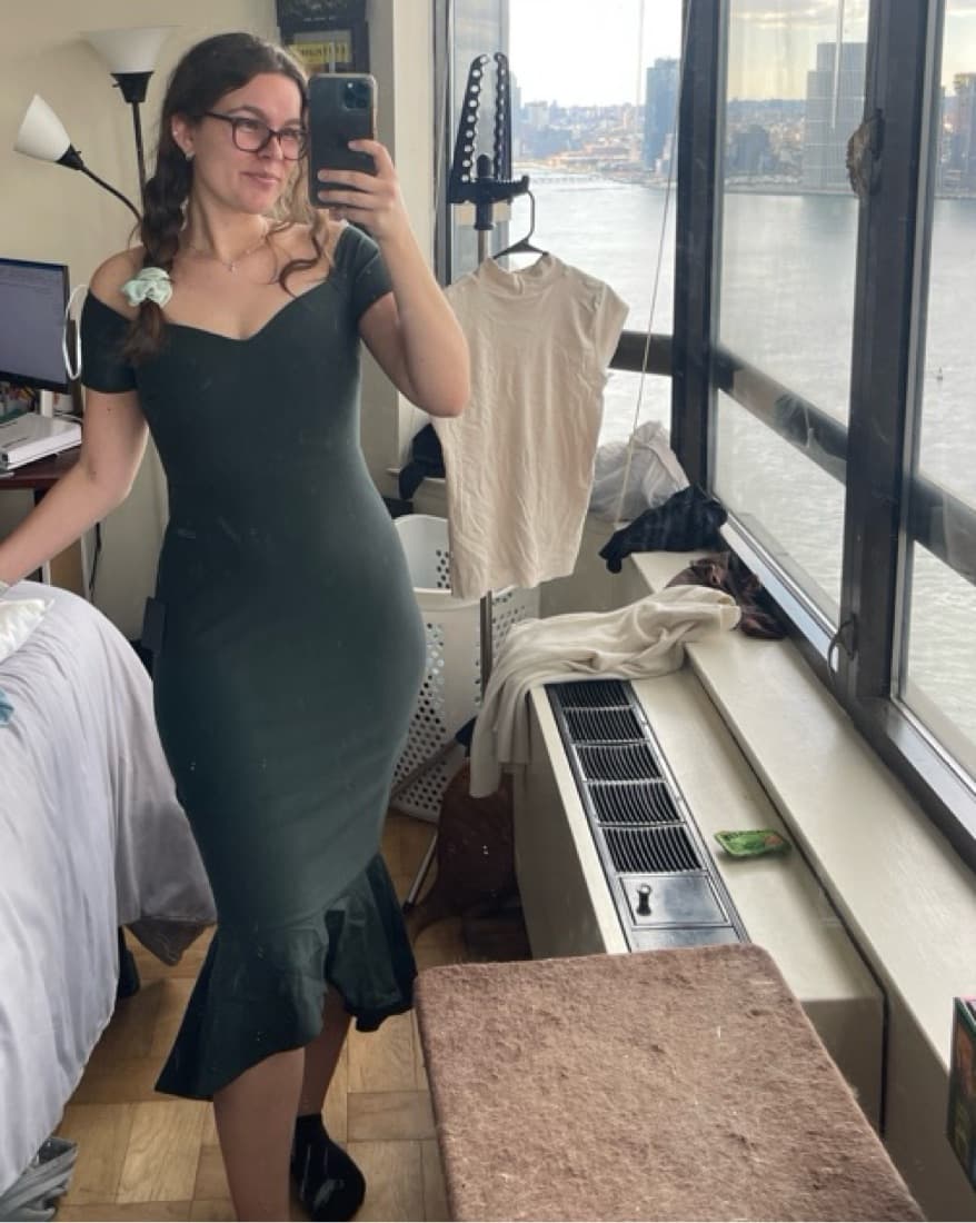 Dark Green Off rhe Shoulder Dress - Image 3