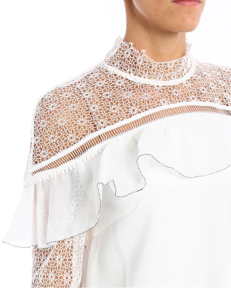 Self-Portrait Ruffle Lace Mini Dress - Image 4