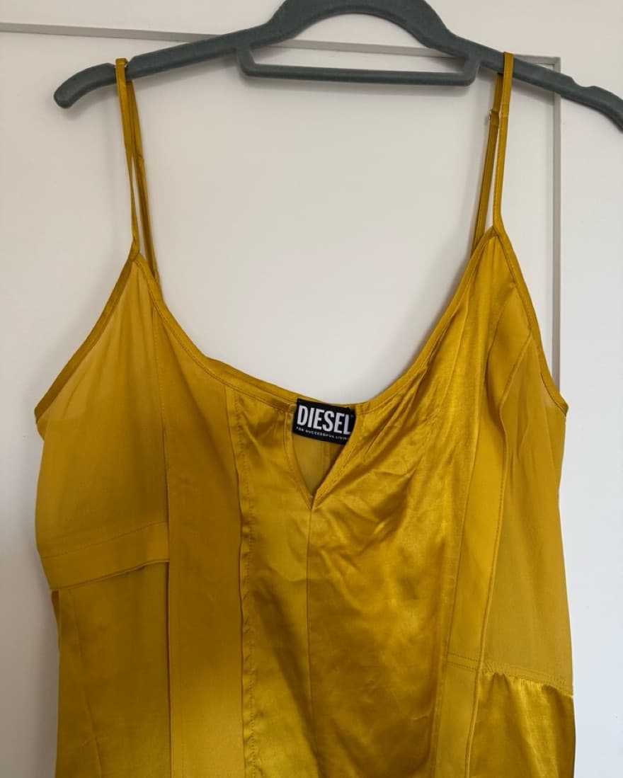 Diesel Yellow Satin Slip Dress - Image 3