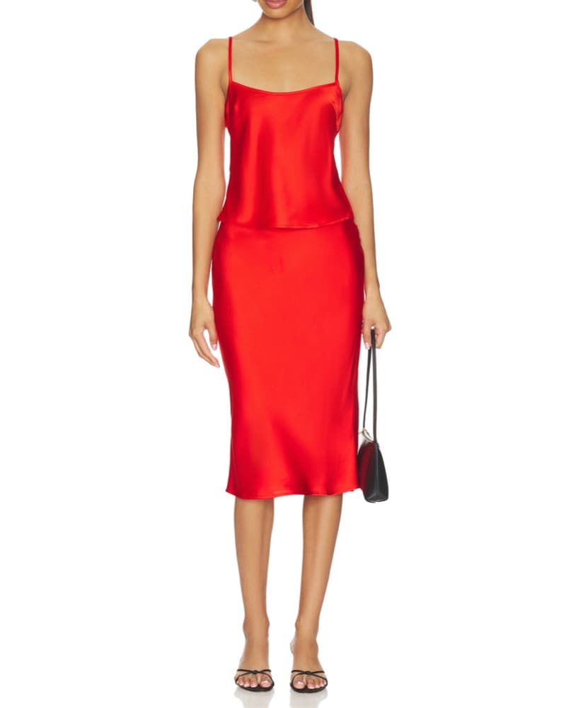 Zoe Red Tank & Midi Skirt Set  - Image 1