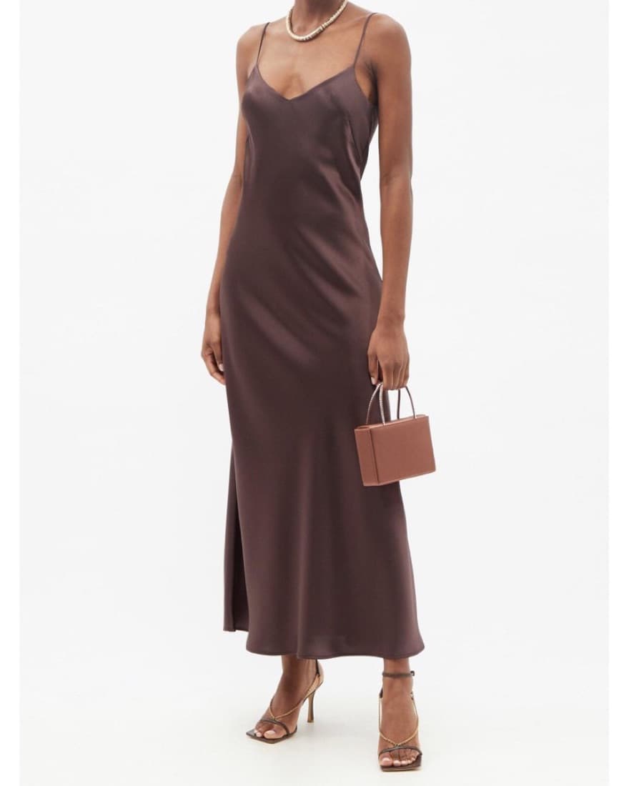 Galvan London Chocolate Brown Slip Dress - Image 1