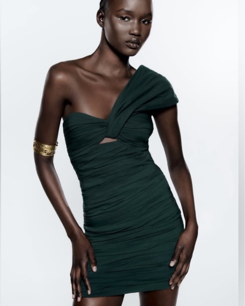Zara Dark Green Mini Dress - Image 1