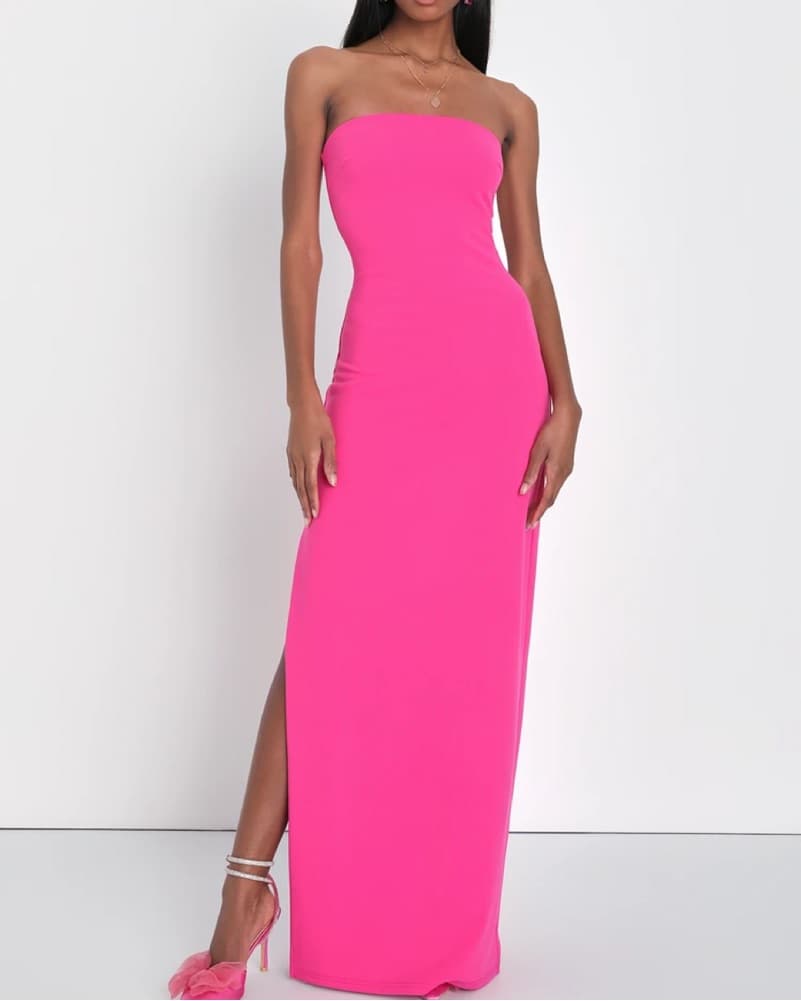 Lulus Hot Pink Bodycon Maxi Gown - Image 1