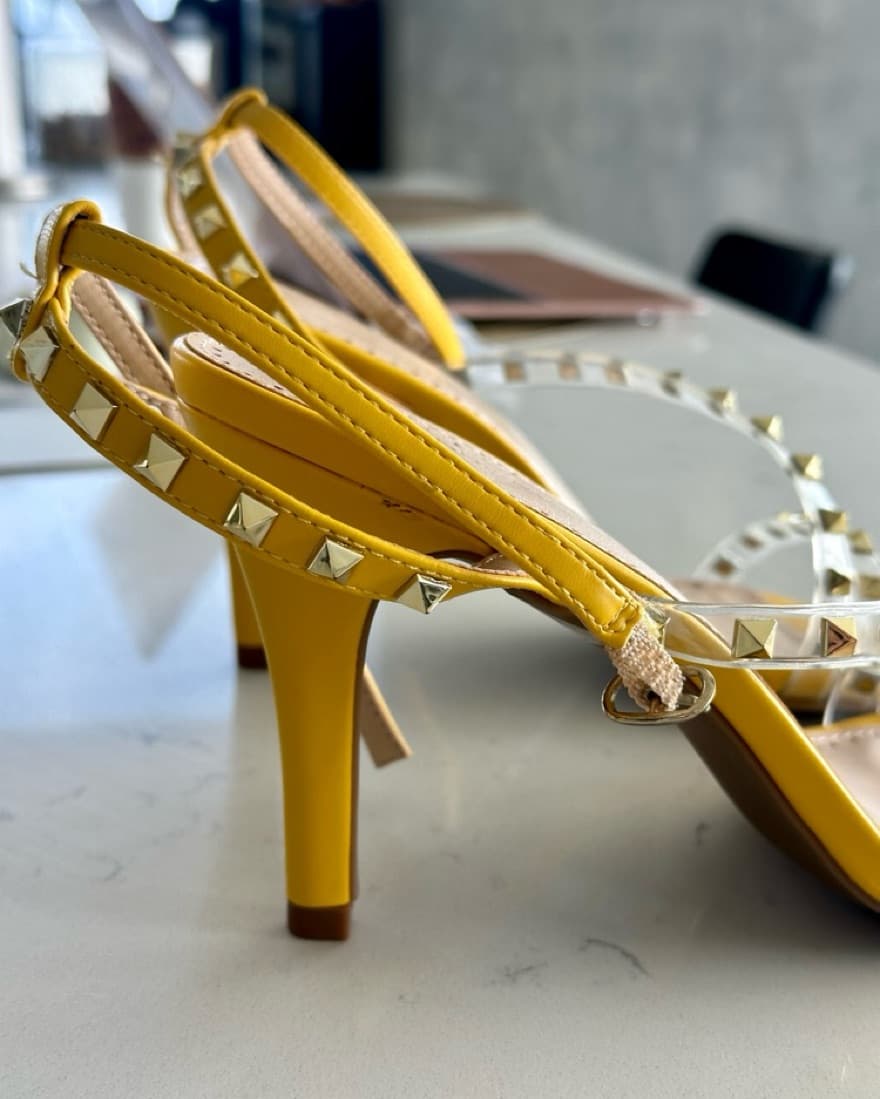 Adrienne Vittadini Gold Stud Heels  - Image 2