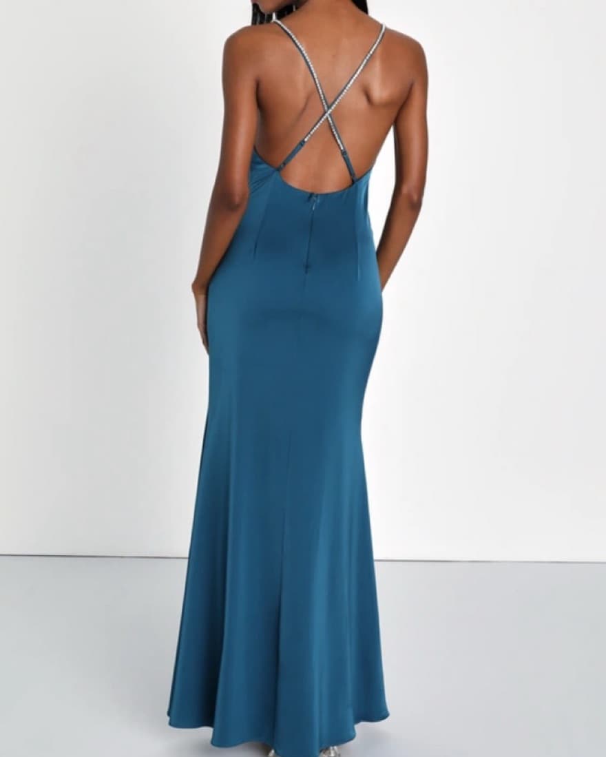 Jeweled Satin Maxi Dres - Image 2