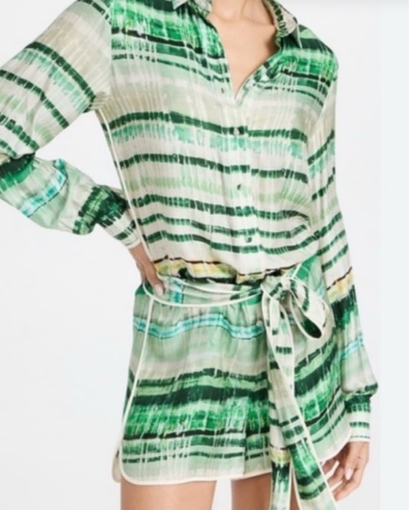 Alexis Green Striped Romper - Image 3