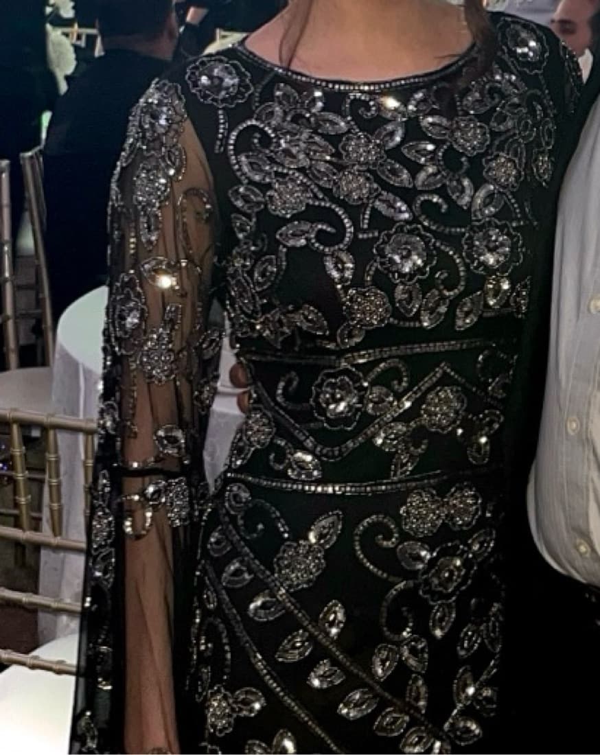 Lara Bell Sleeved High Neck Beaded Gown - Image 4