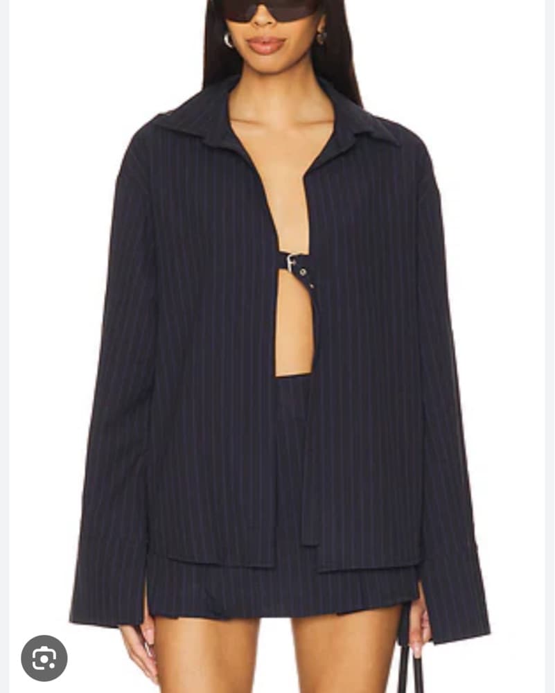 Andi Shirt In Navy Pinstripe  - Image 2