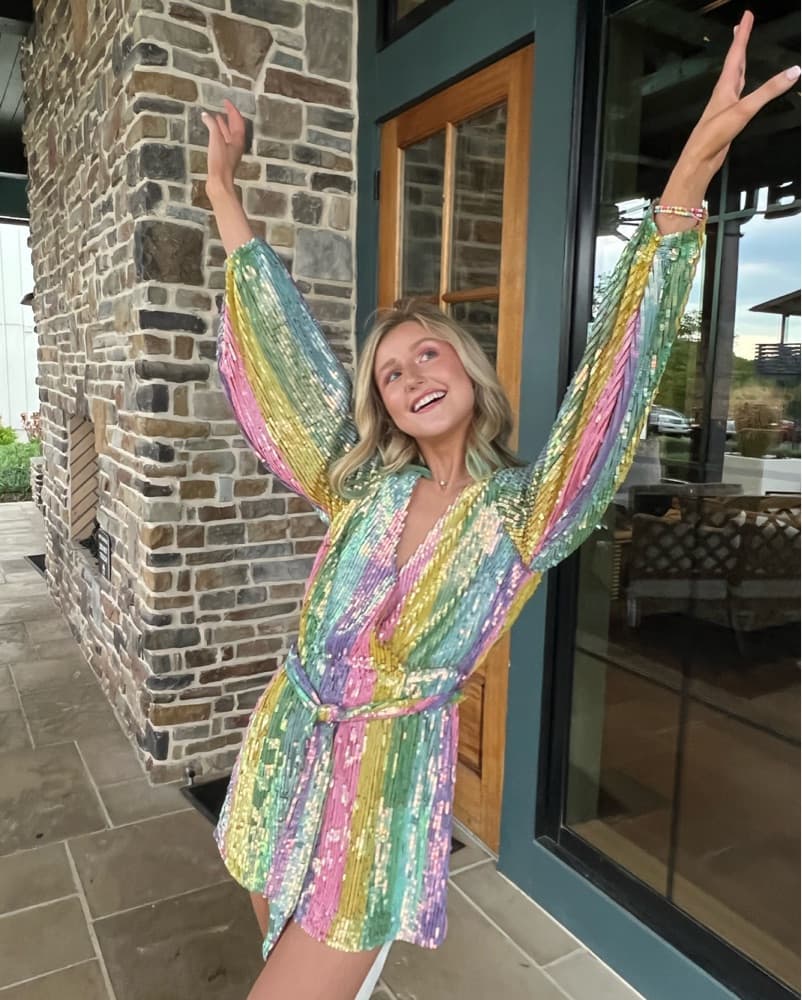 Vibrant Sequin Wrap Dress - Image 2