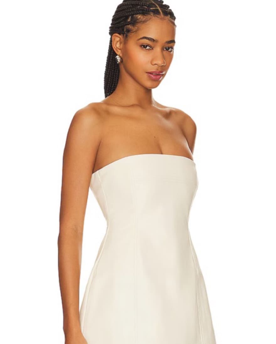 FAUX LEATHER STRAPLESS TOP IN ECRU - Image 1