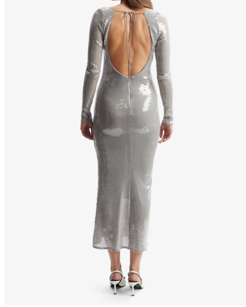 Bardot Verona Sequin Maxi Dress Silver - Image 2