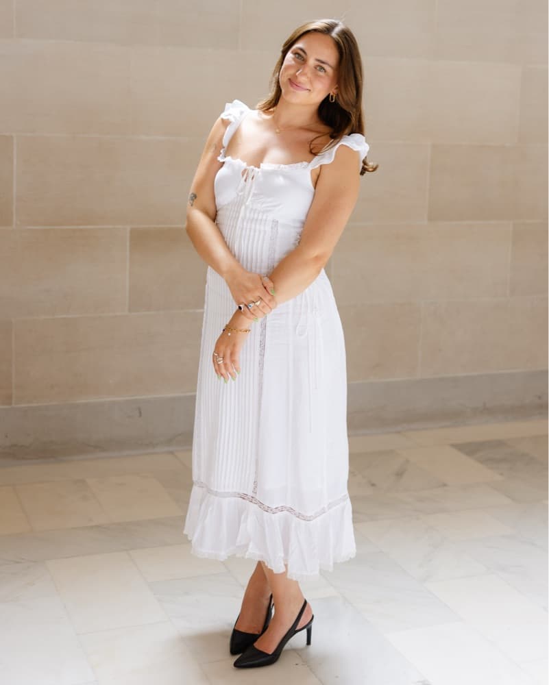 Airy White Ruffle Midi Dress - Image 1