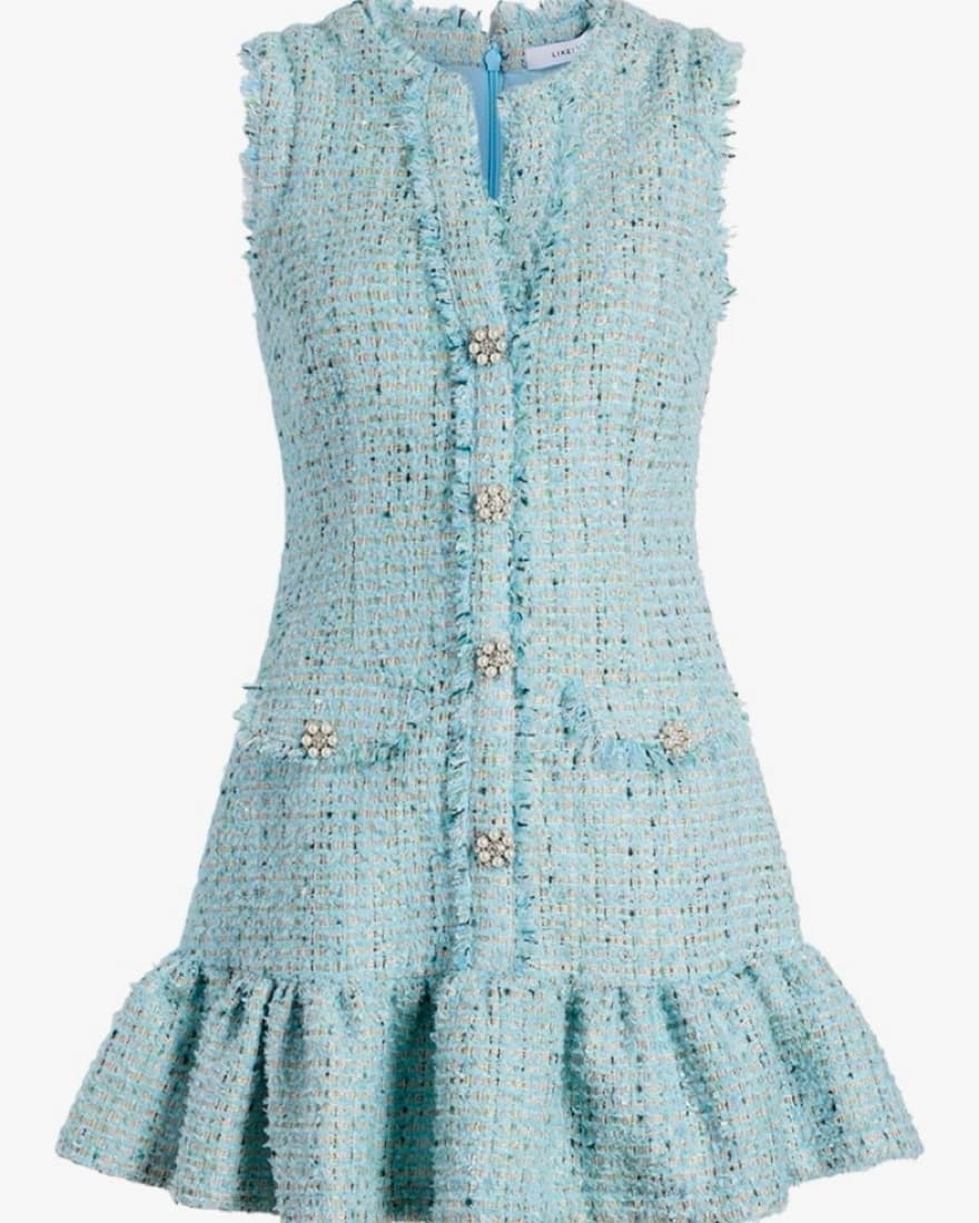 Elegant Tweed Dress with Ruffles - Image 4