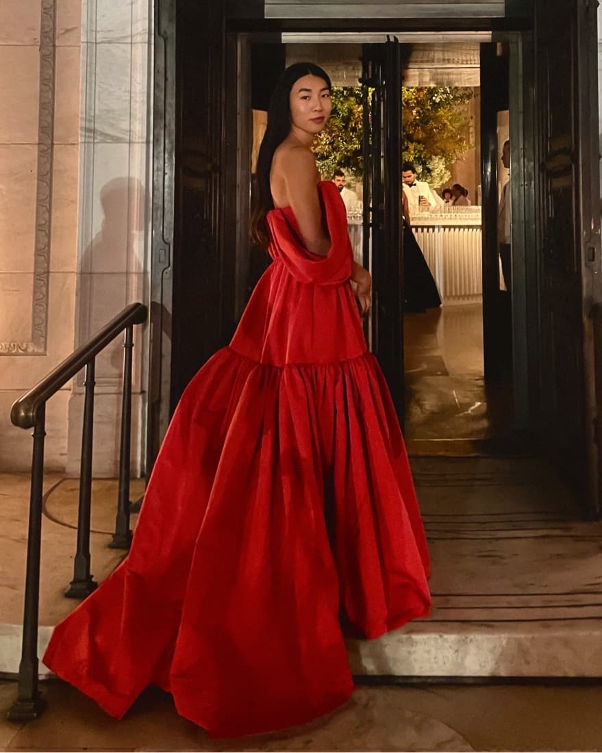 Red Off The Shoulder Gown - Image 1