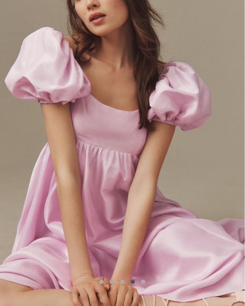Azeeza Rory Silk Puff Sleeve Dress - Image 4