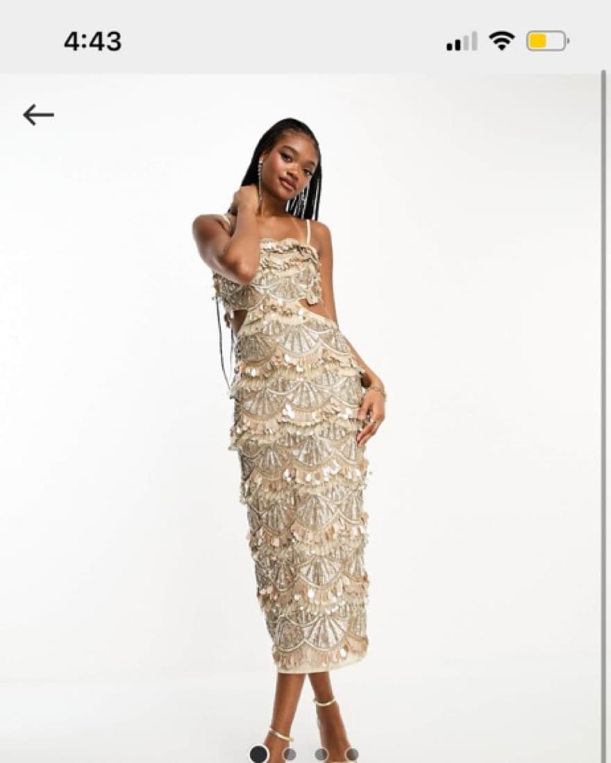 Asos Teardrop Sequin Cutout Gold Drewss  - Image 4