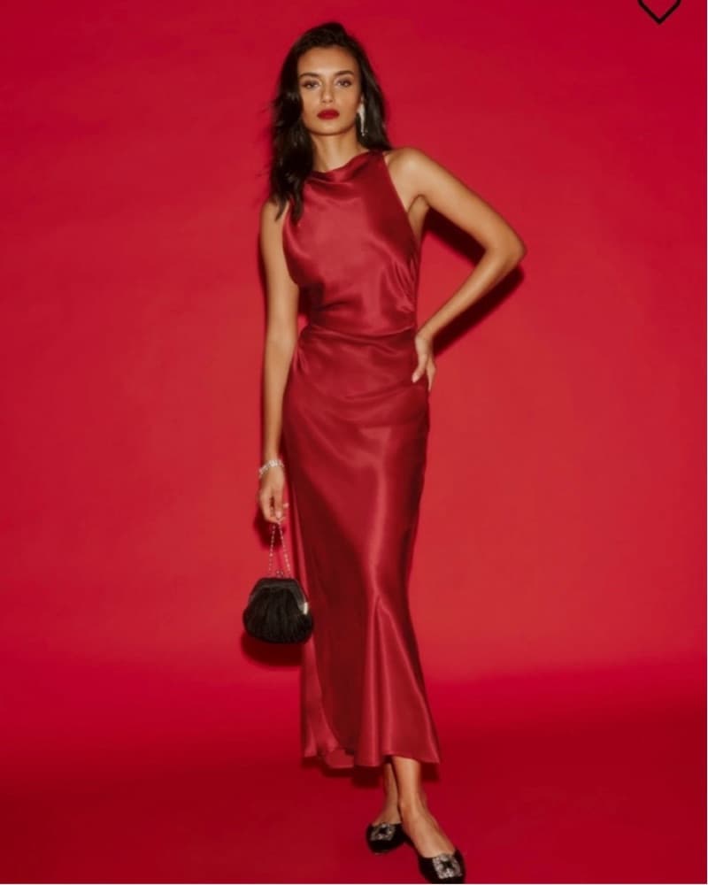 Reformation Casette Silk Red Dress - Image 2