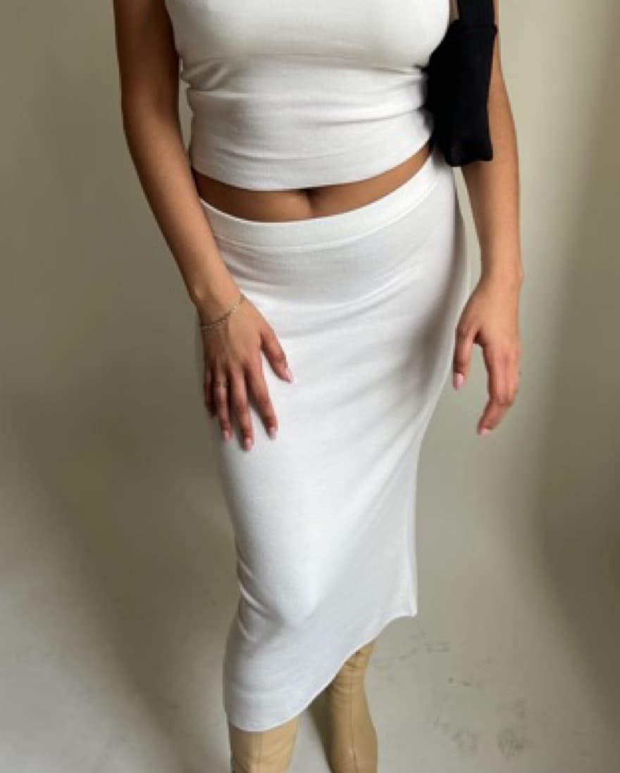 Djerf Avenue Midi Tube Skirt in Sugar - Image 2