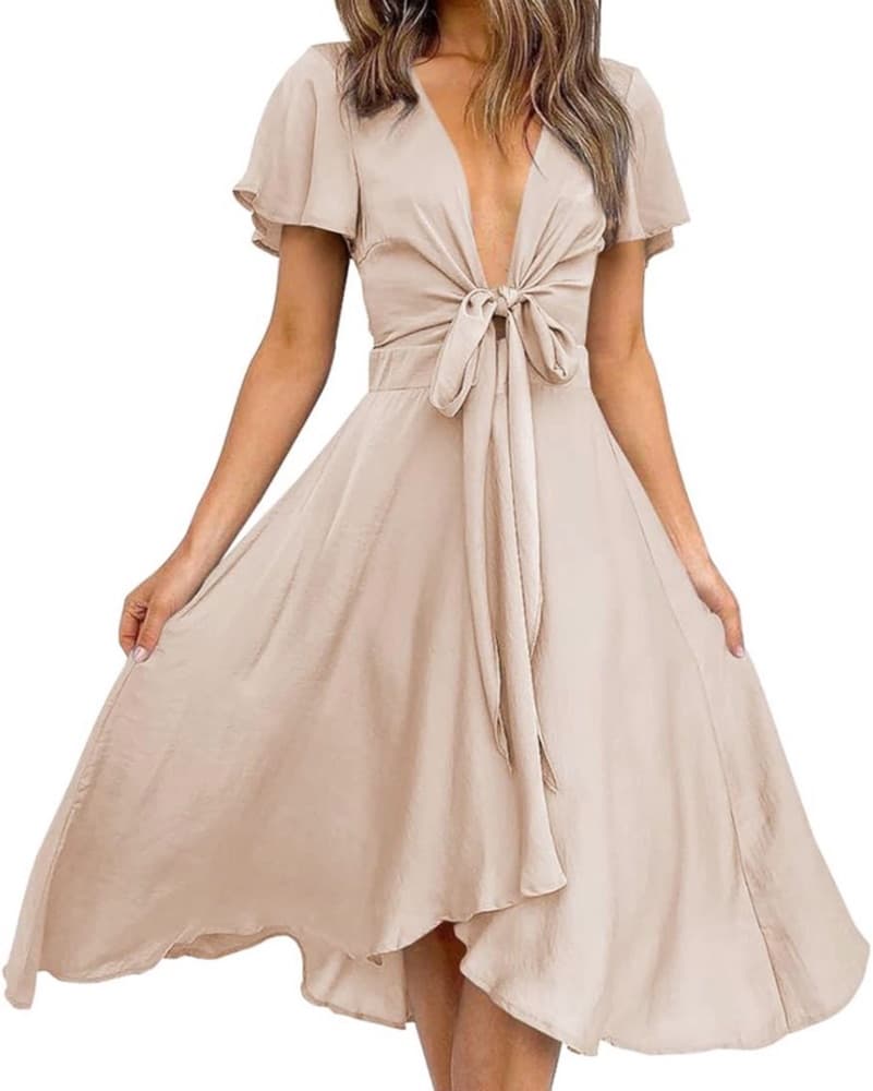 Miduo Champagne Satin Party Dress  - Image 1