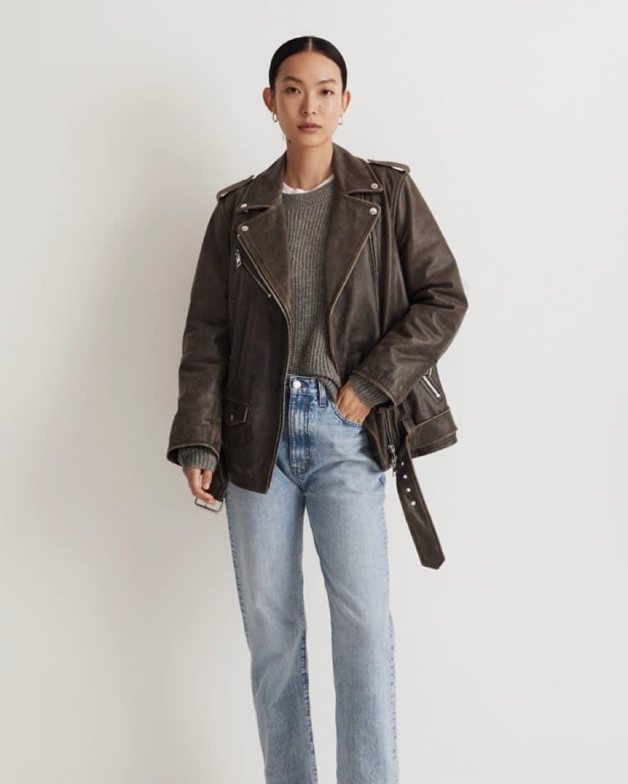 Madewell Leather Oversized Bomber - Image 3