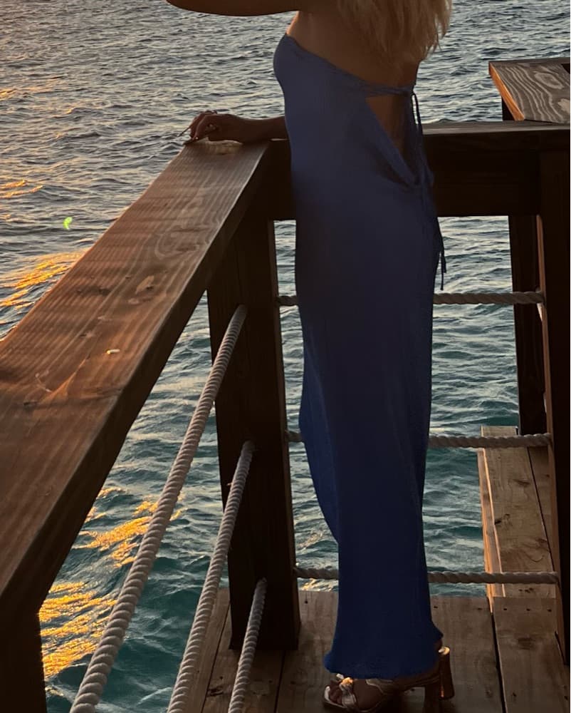 Maxi Strapless Open Back Blue dress - Image 3