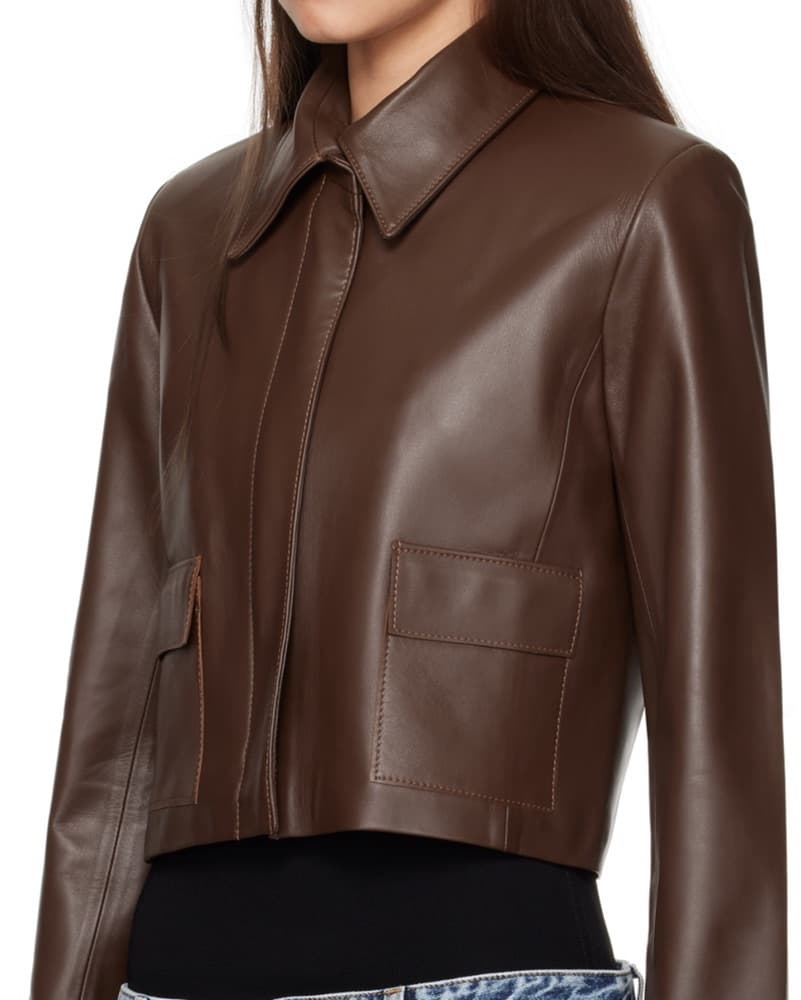 $1290 Nour Hammour Brown Leather Jacket - Image 3