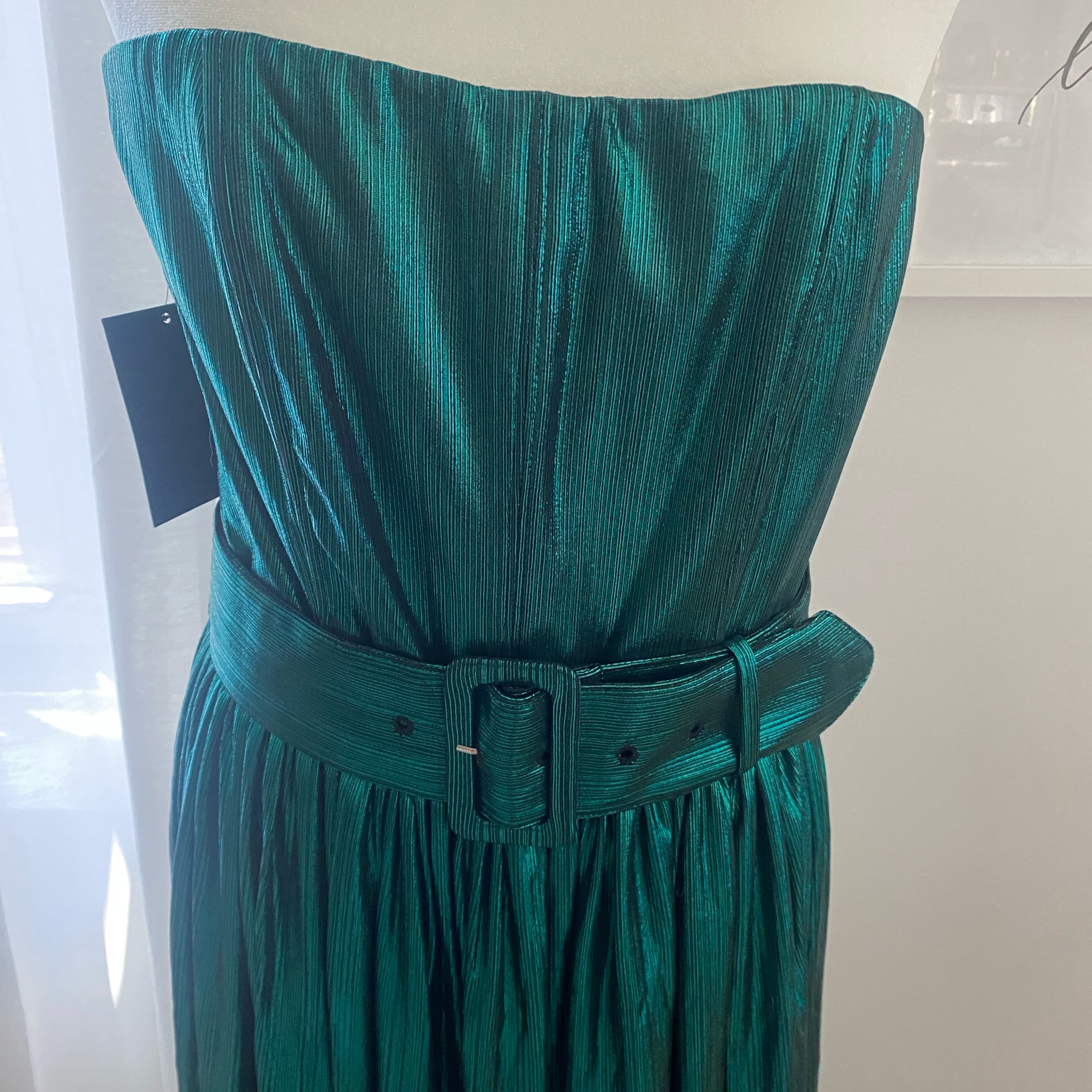 Retrofete Metallic Strapless Dress, Belt - Image 3