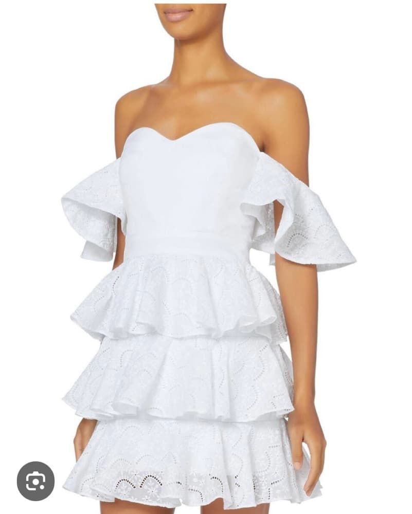 Caroline Constas White Tiered Lace Dress - Image 3