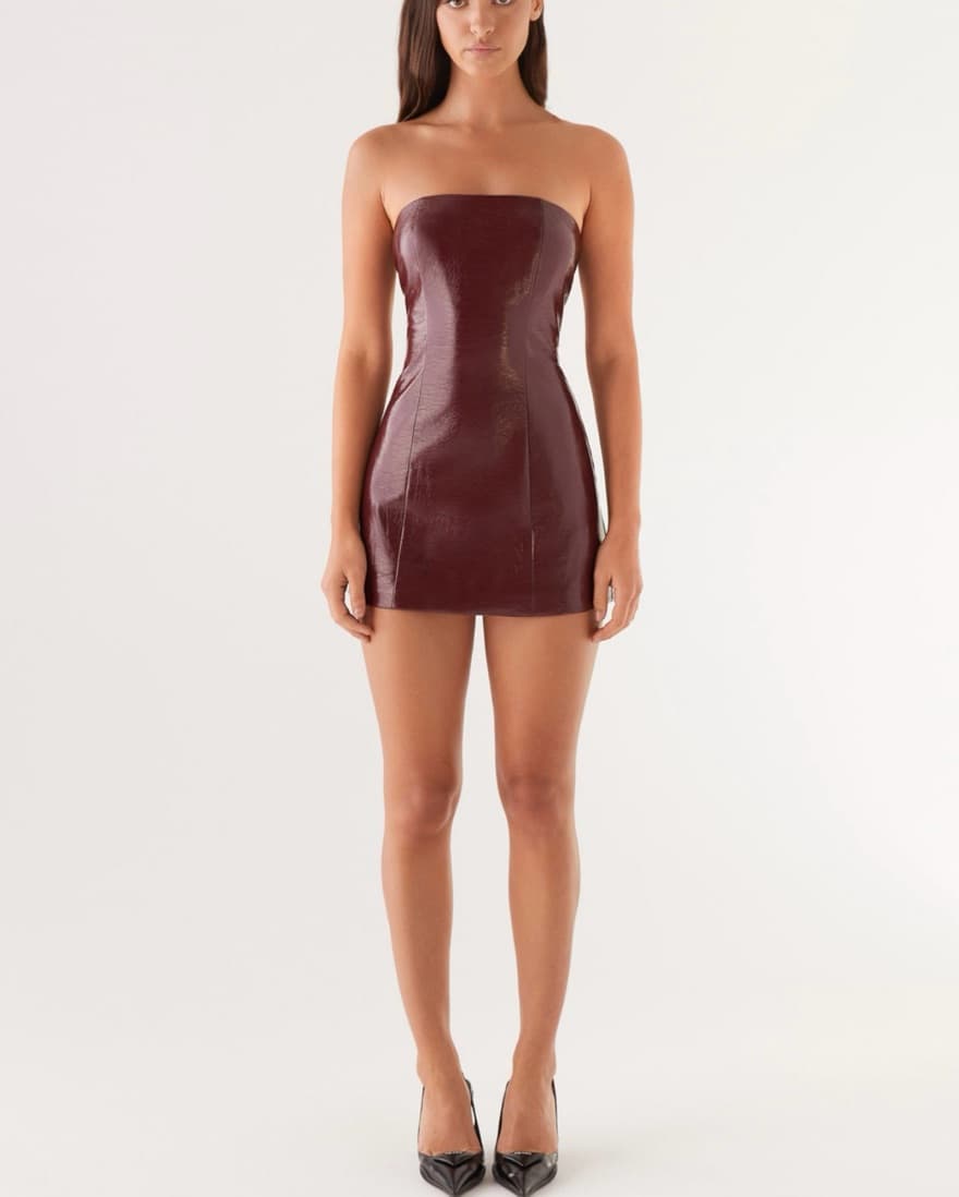Big Shot Strapless Mini Dress - Merlot - Image 1