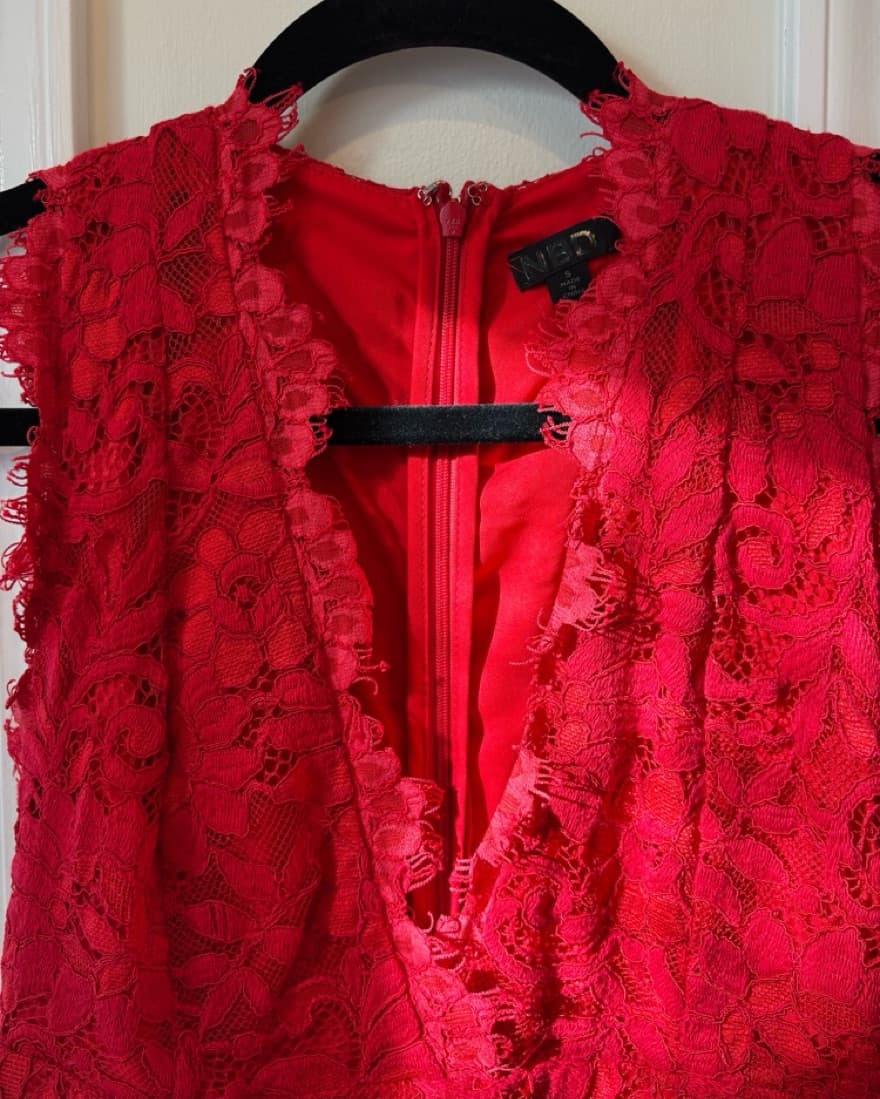 Red Lace Cocktail Dress - Image 3